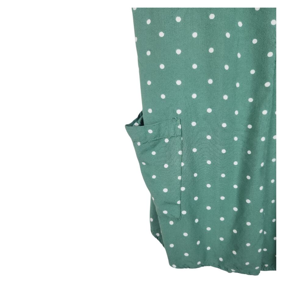 RVCA Women's Marina Romper SMALL Coverup Green Polka Dot Pockets Beachy Relaxed - Picture 4 of 6